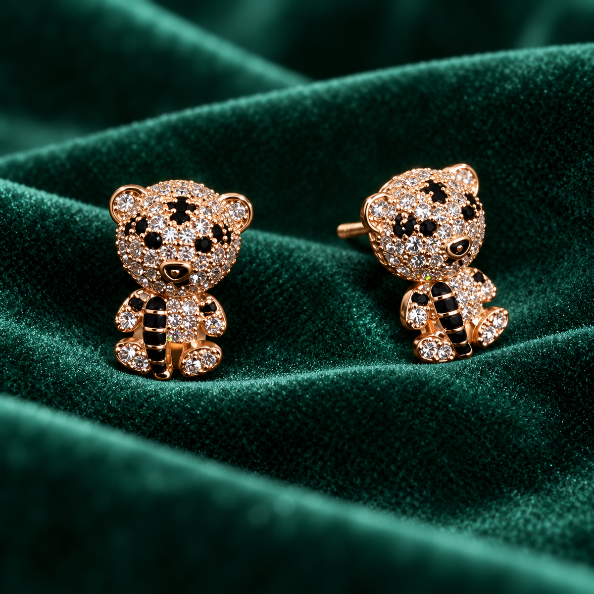 Teddora Crystal Teddy Bear Stud Earrings
