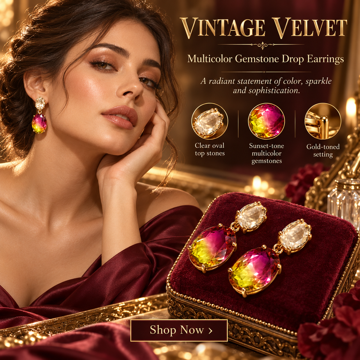 Aurielle Gradient Oval Drop Earrings
