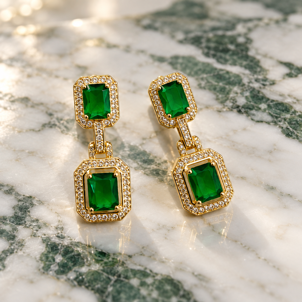 Verdelle Double Halo Drop Earrings