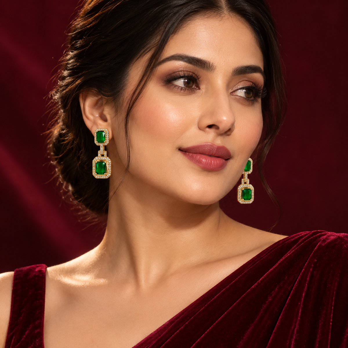 Verdelle Double Halo Drop Earrings