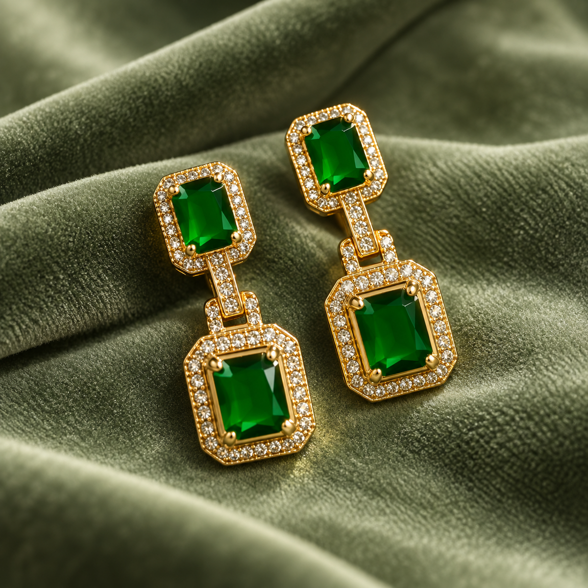 Verdelle Double Halo Drop Earrings
