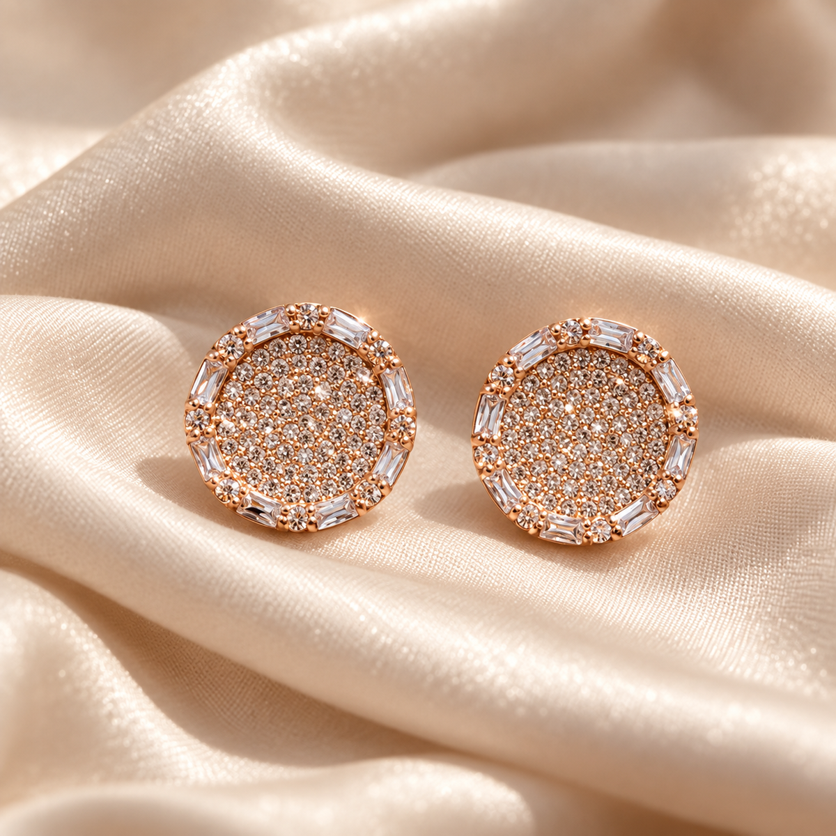 Solaira Round Halo Stud Earrings