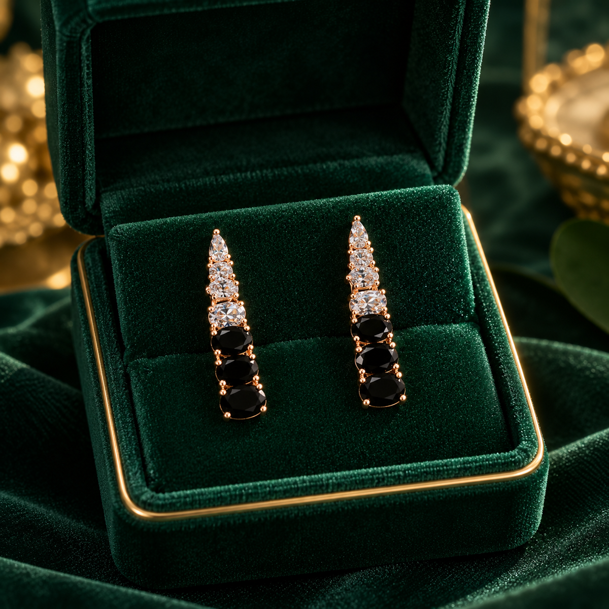 Noctelle Graduated Stone Earrings