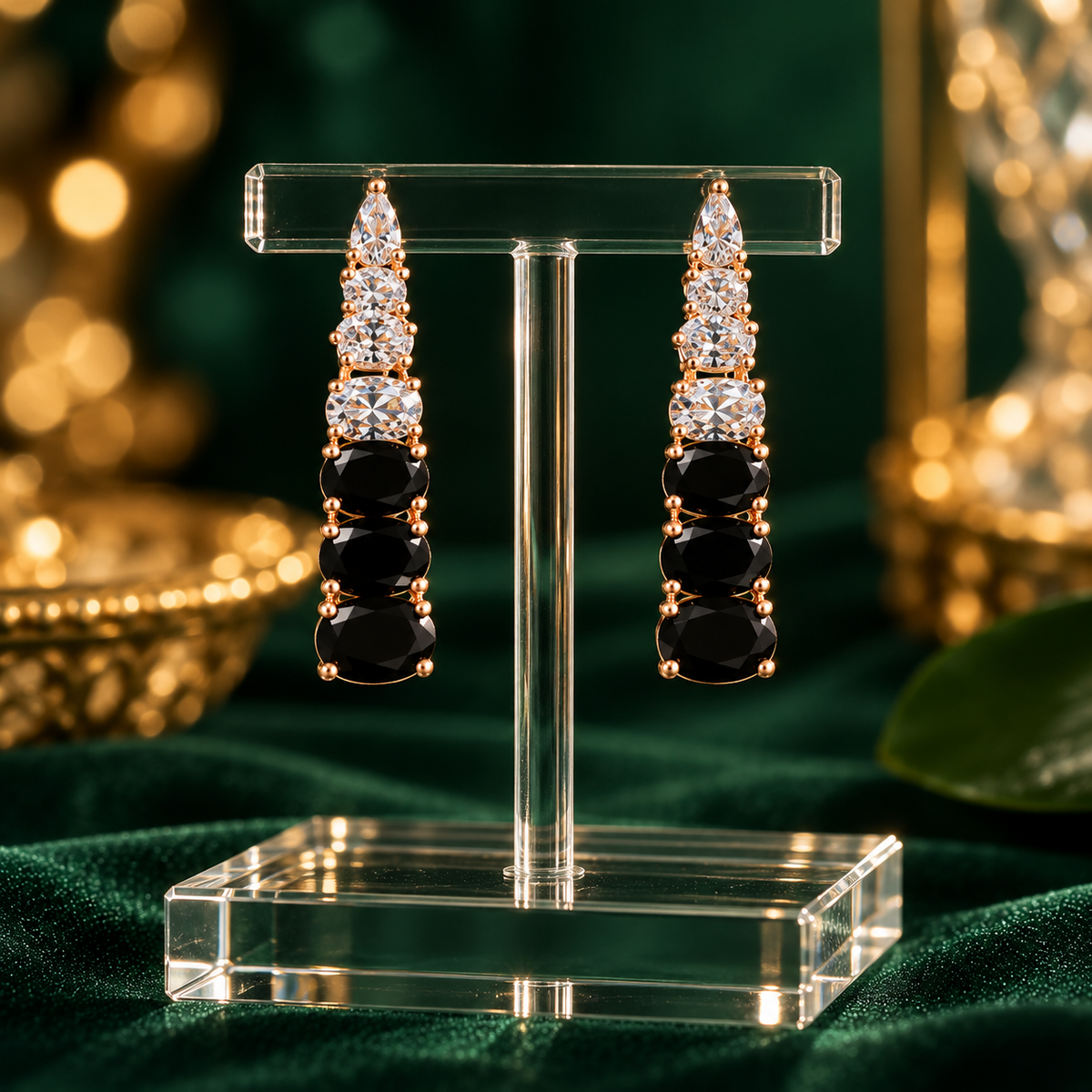 Noctelle Graduated Stone Earrings