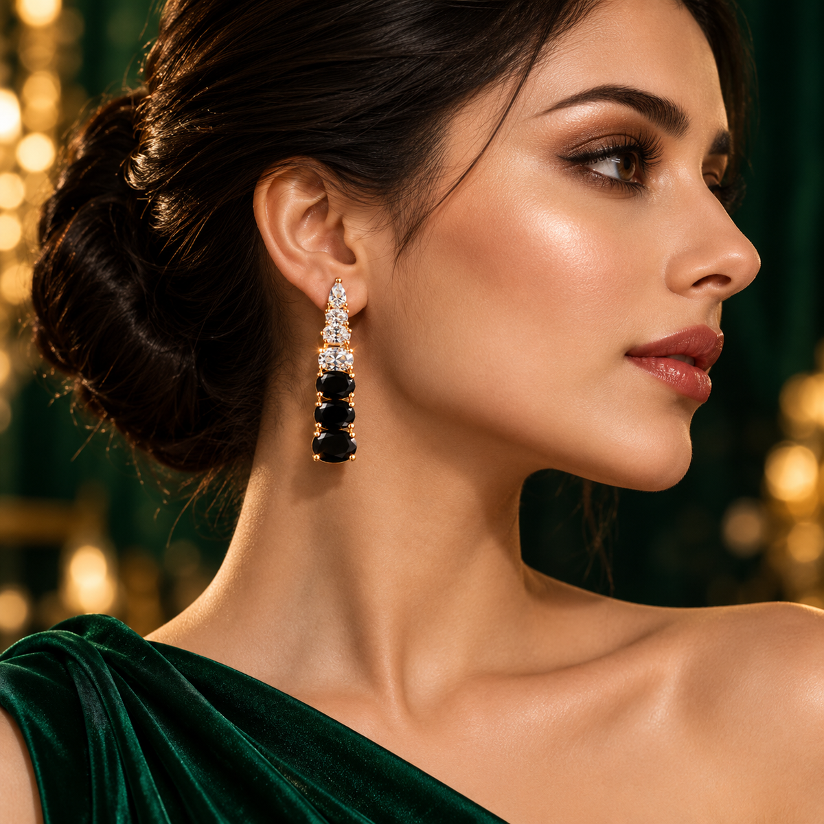 Noctelle Graduated Stone Earrings