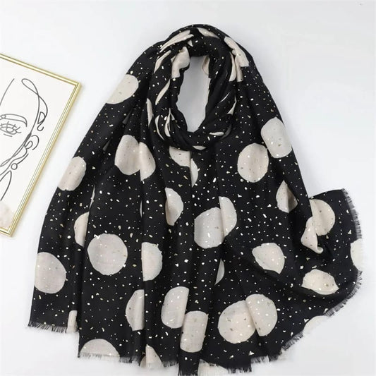 Dark Polka Cotton Scarf