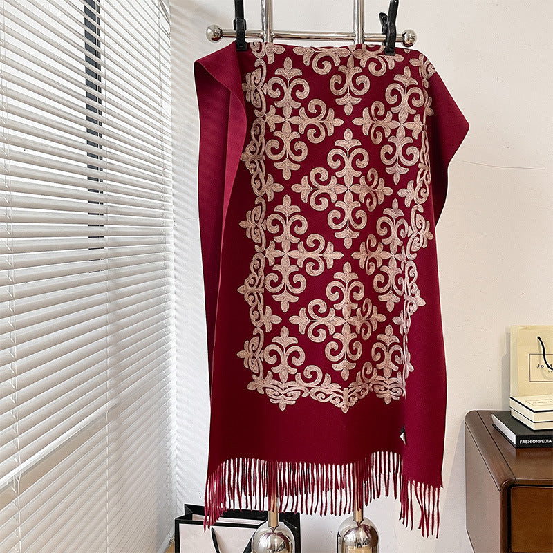 Palatine Crimson Rich Pashmina Shawl