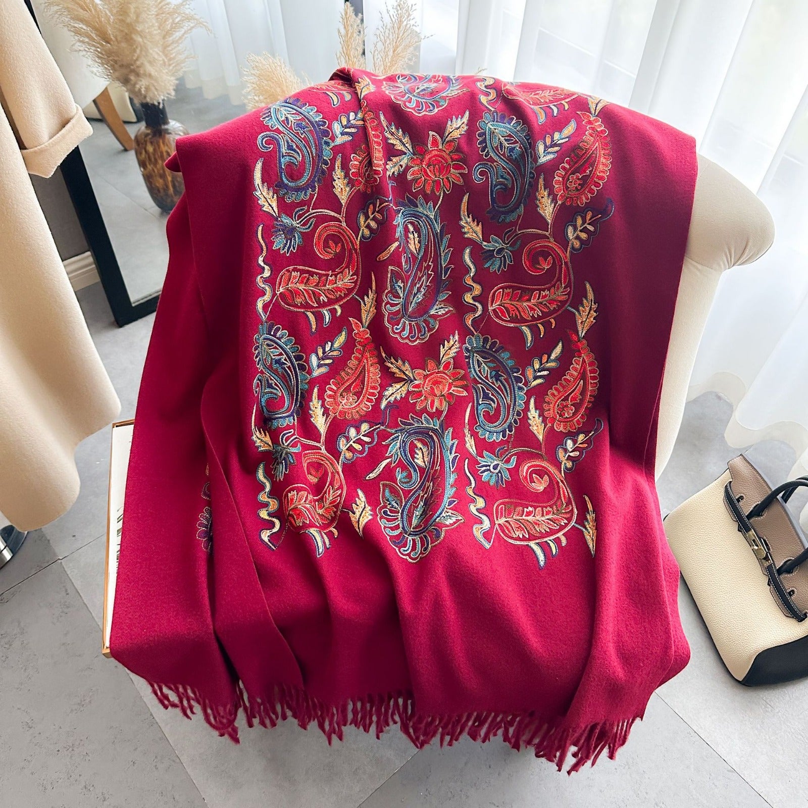 Augusta Fuchsia Rich Pashmina Shawl