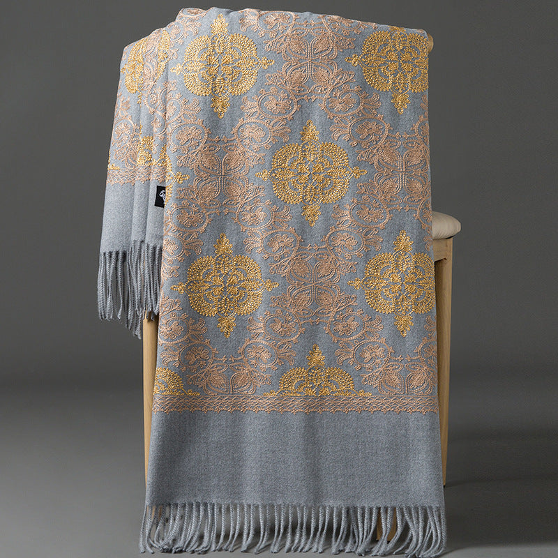 Majestine Steel Rich Pashmina Shawl