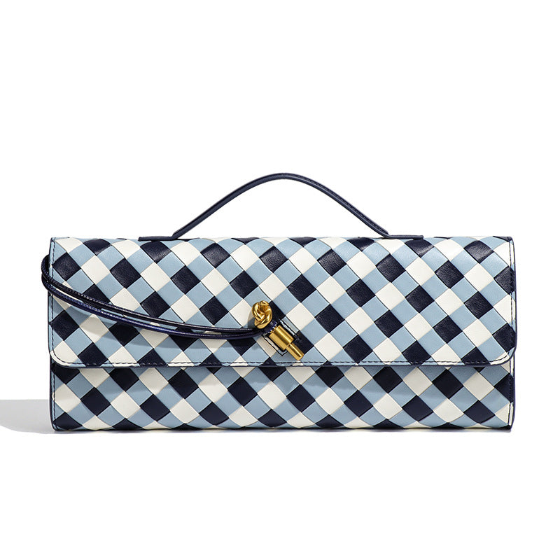Andrea Vegan Leather Bag (Navy Check)
