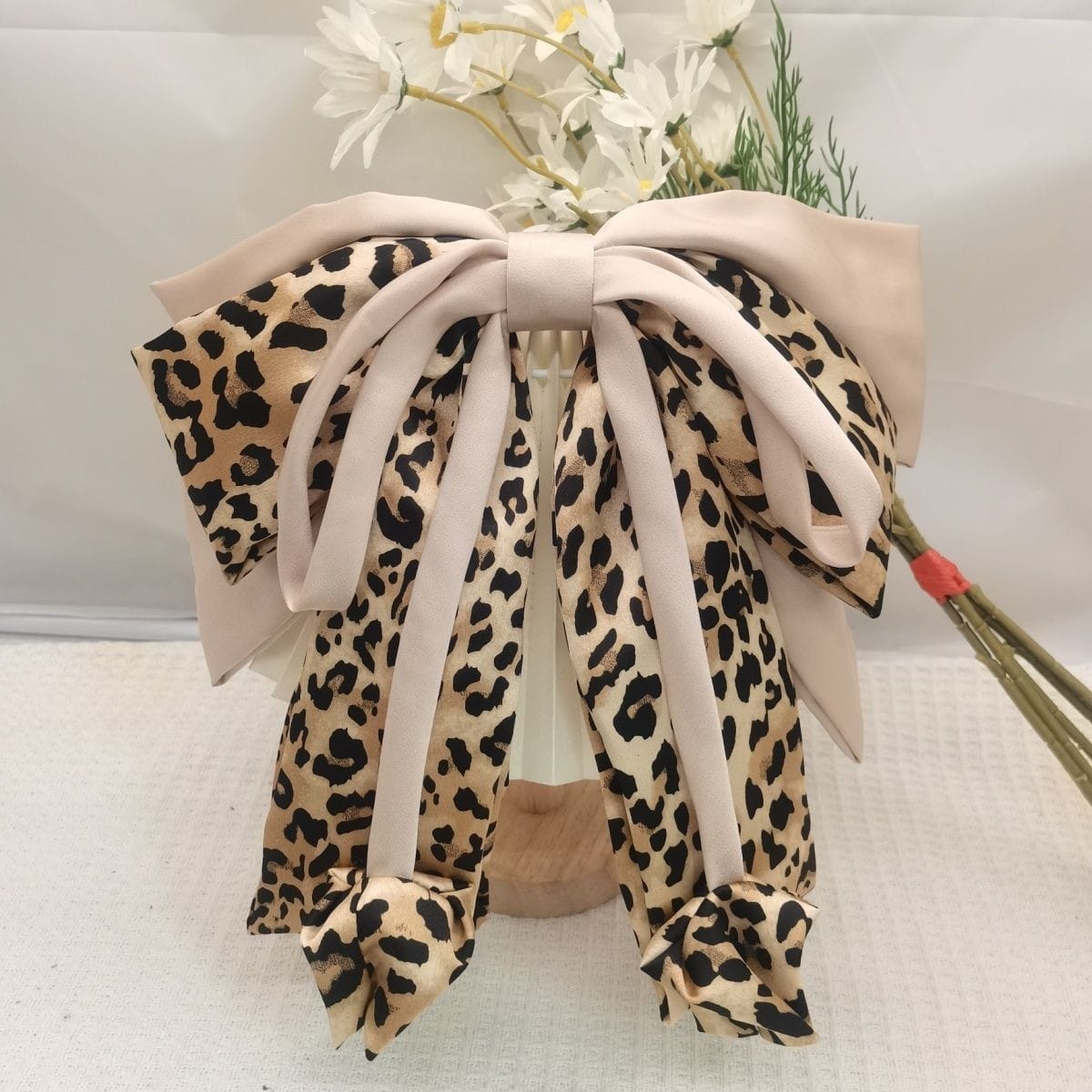 Serel Silk Bow Barette Clip (Leopard)