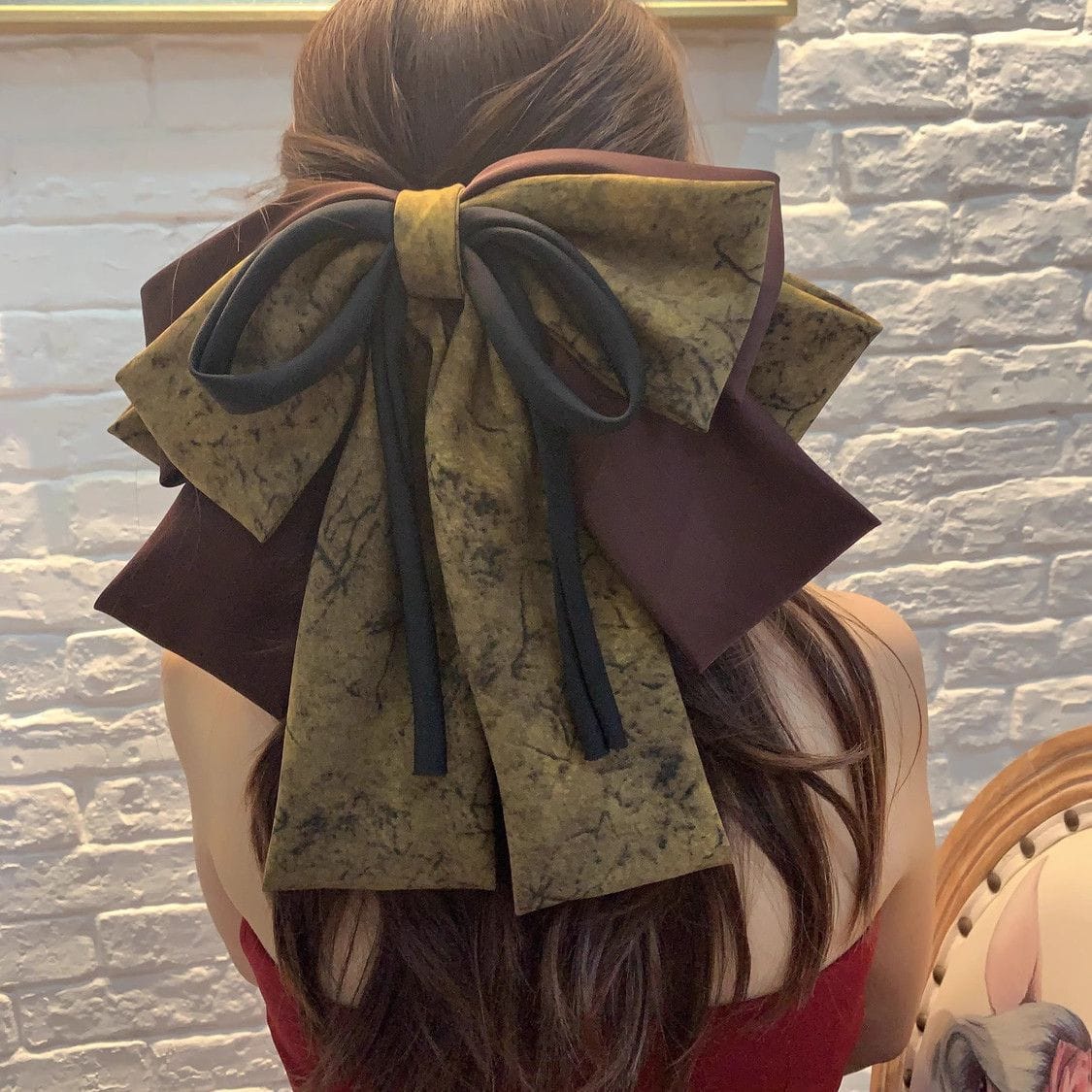 Serel Silk Bow Barette Clip (Brown)