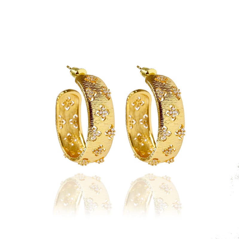 Marcelline Floral Hoop Antique Earrings