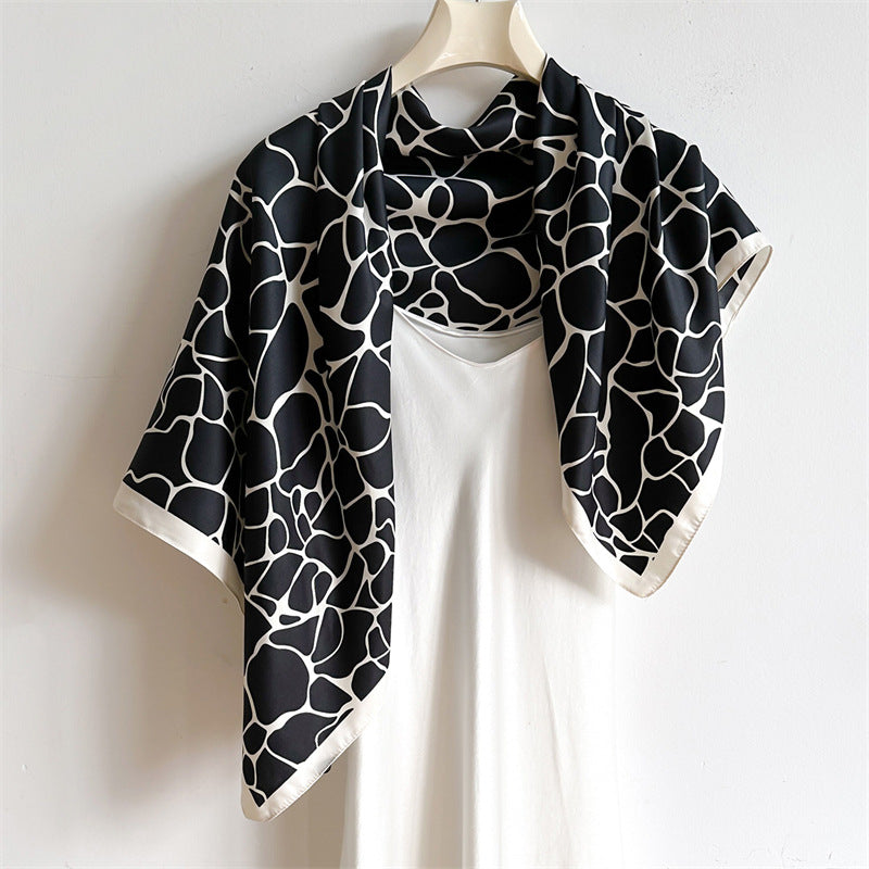 Black Doodle Silk Scarf (90x90cms)