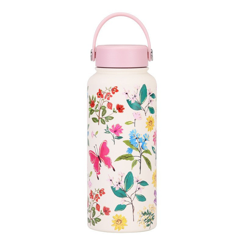 Petalyn Butterfly Stainless Steel Bottle with Thermos Lid (1000ml)