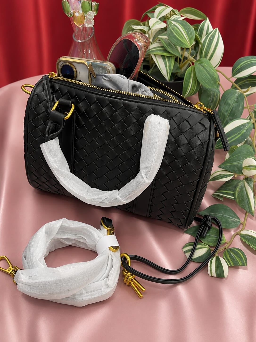 Neriah Vegan Leather Satchel Bag (Black)
