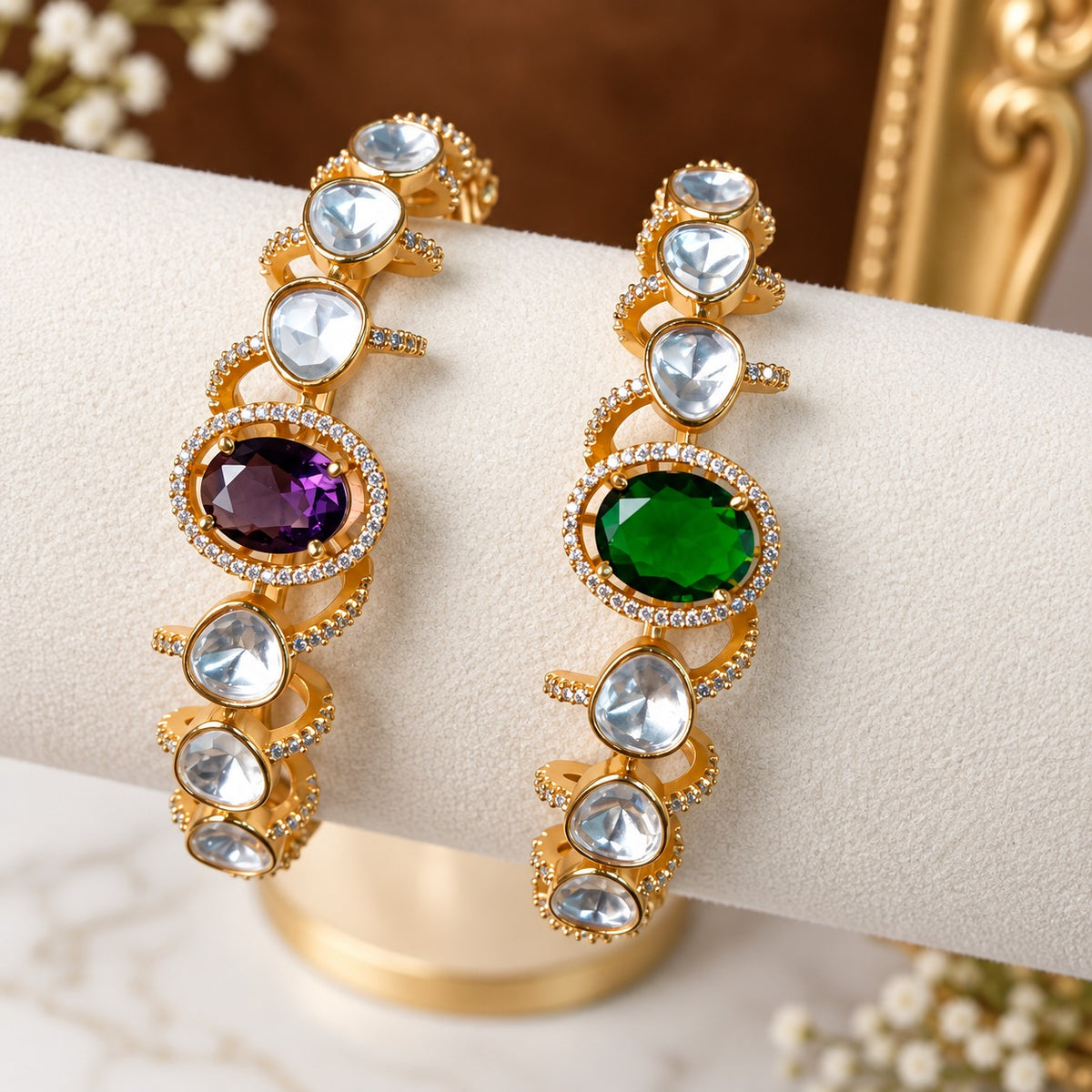 Zariya Moissanite Uncut Polki Indian Bracelet