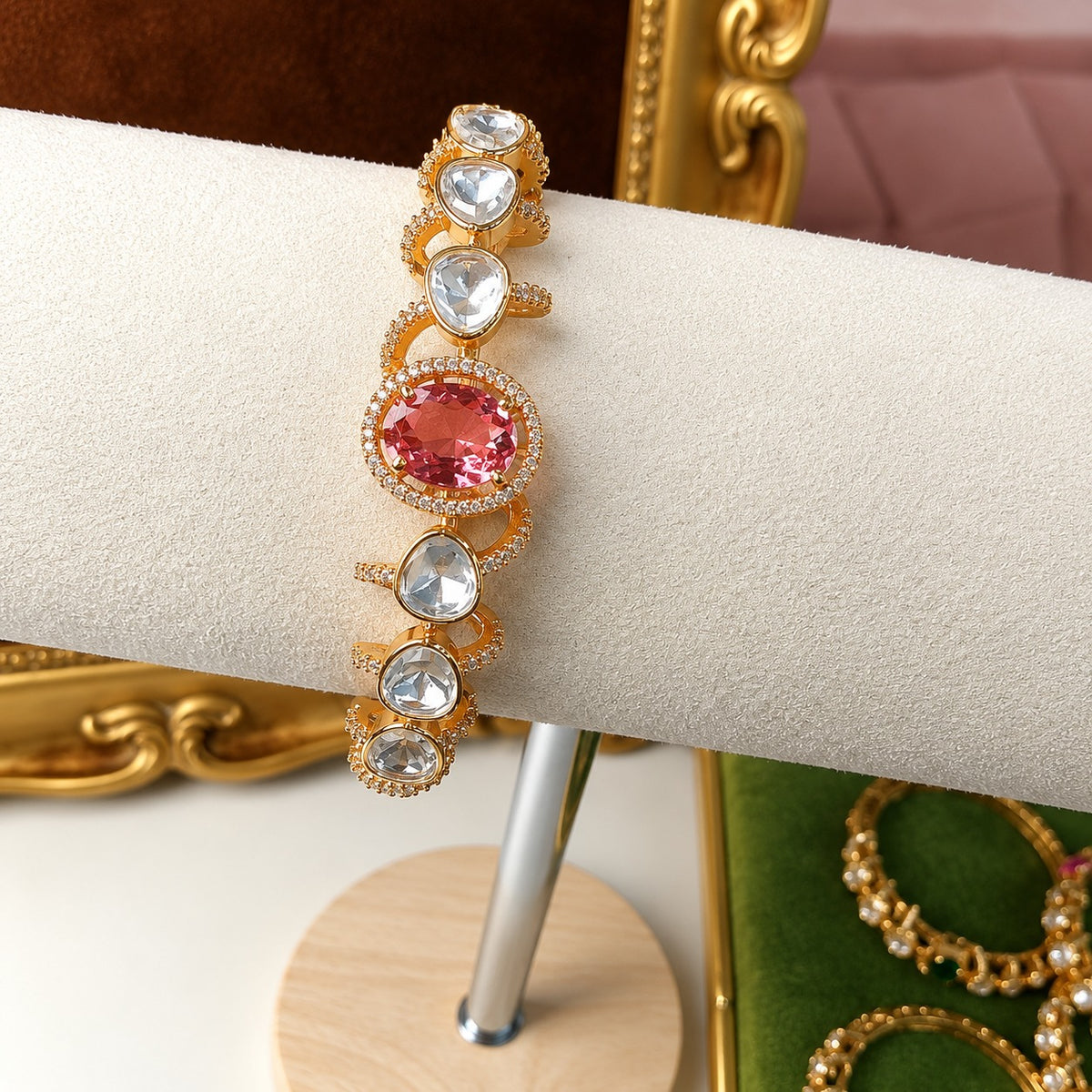 Zariya Moissanite Uncut Polki Indian Bracelet
