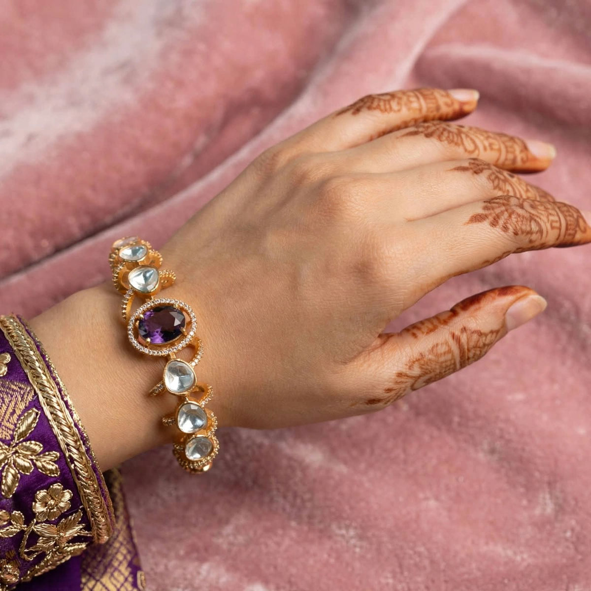 Zariya Moissanite Uncut Polki Indian Bracelet