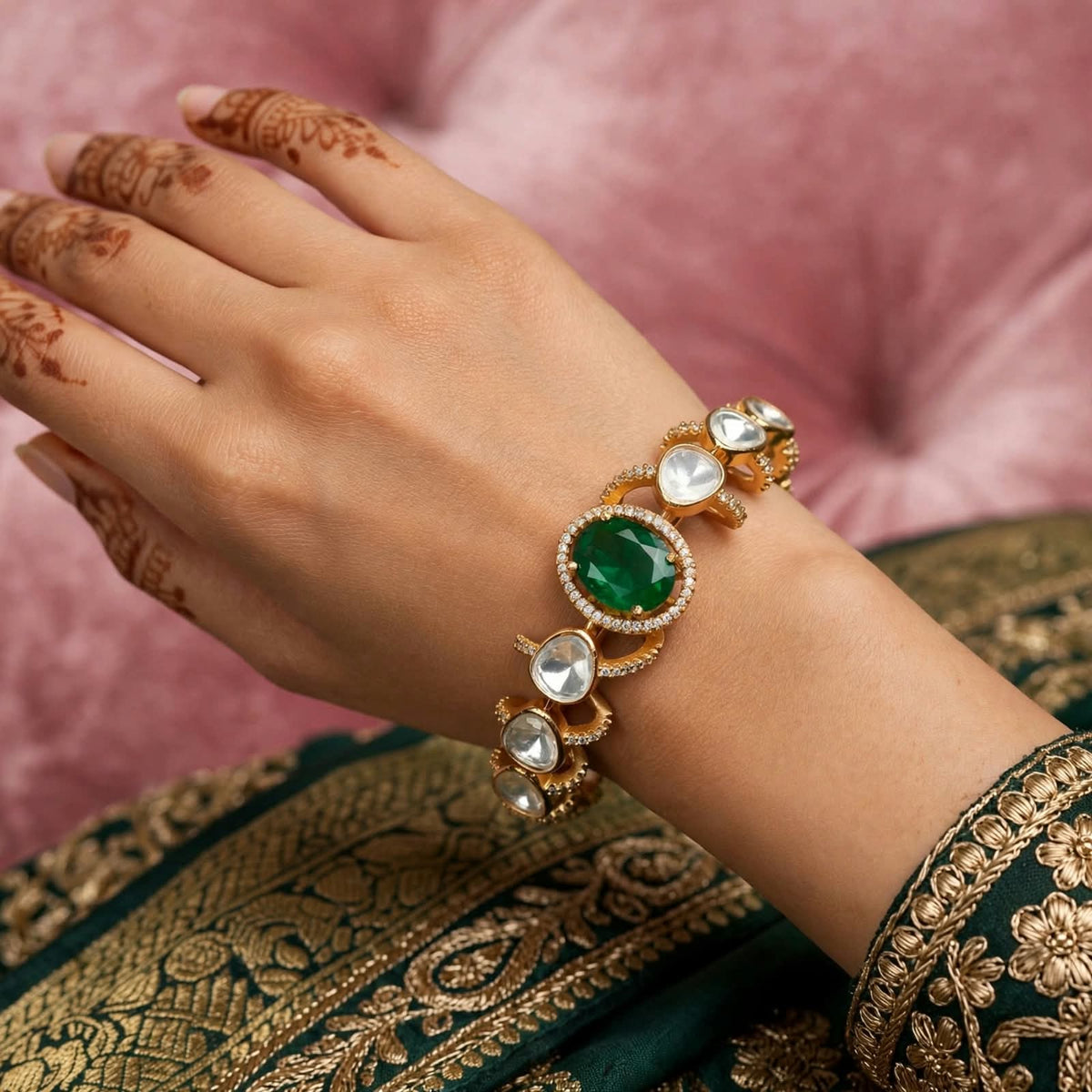Zariya Moissanite Uncut Polki Indian Bracelet