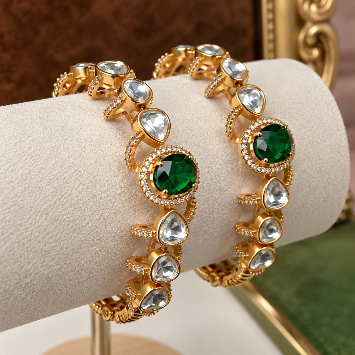 Zariya Moissanite Uncut Polki Indian Bracelet