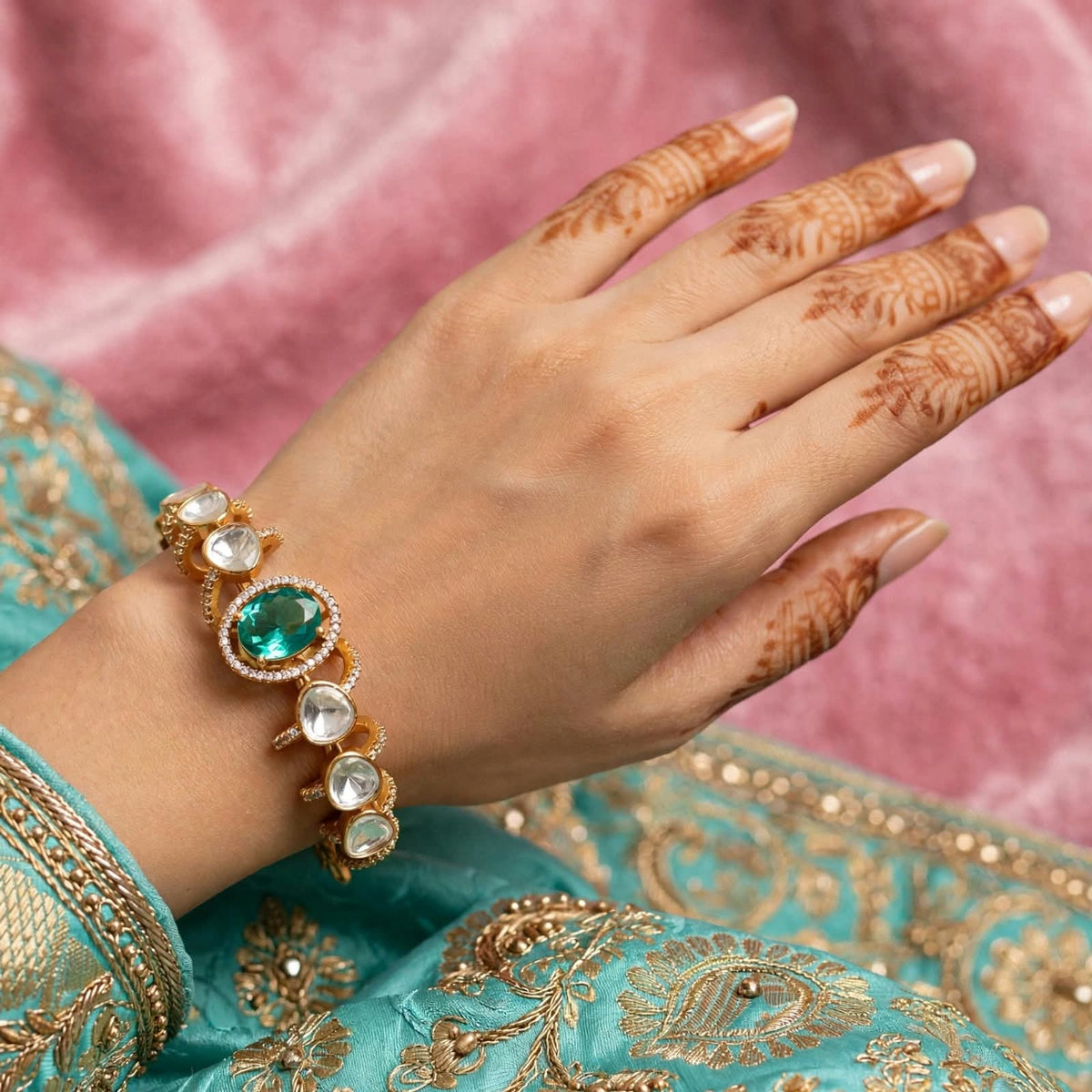 Zariya Moissanite Uncut Polki Indian Bracelet
