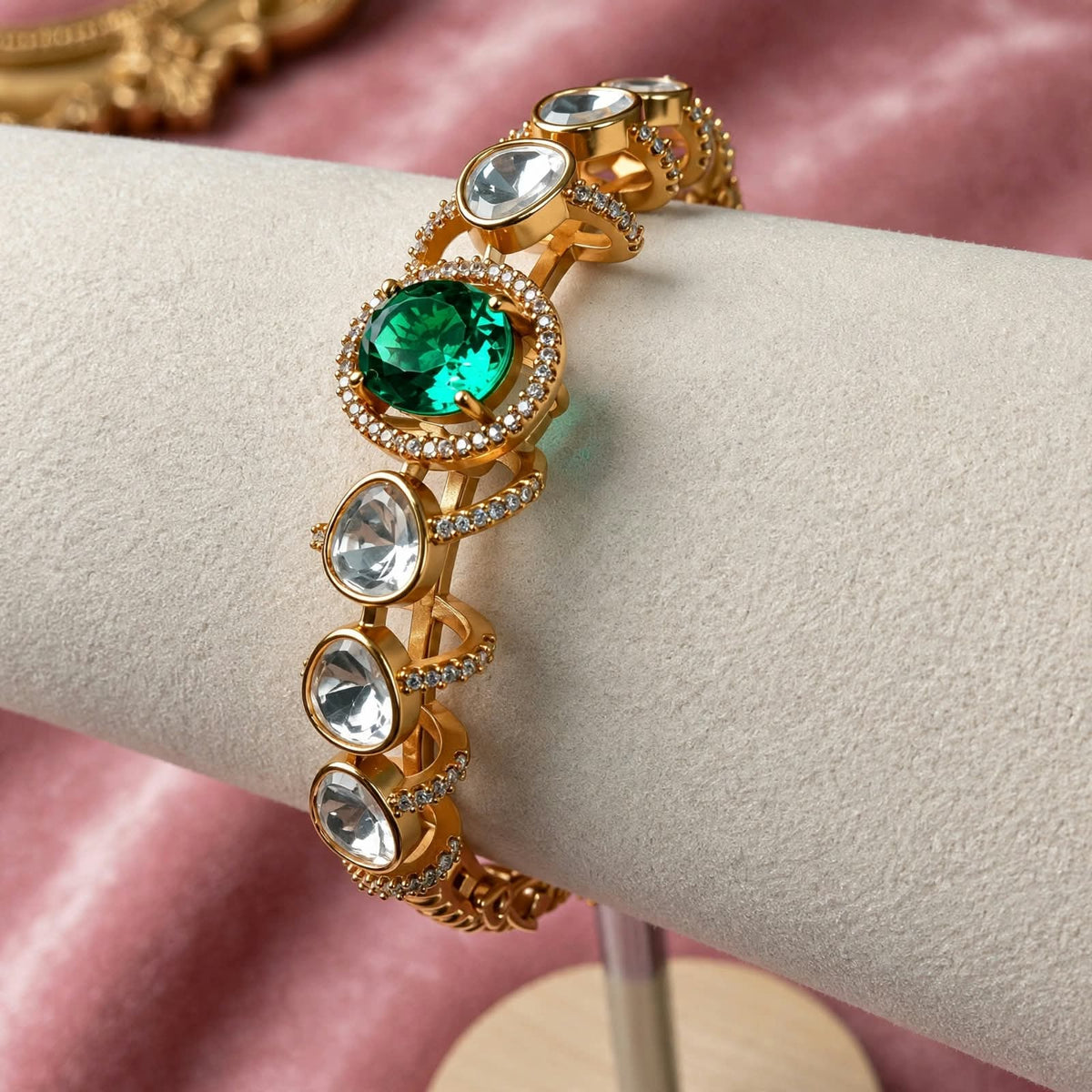 Zariya Moissanite Uncut Polki Indian Bracelet