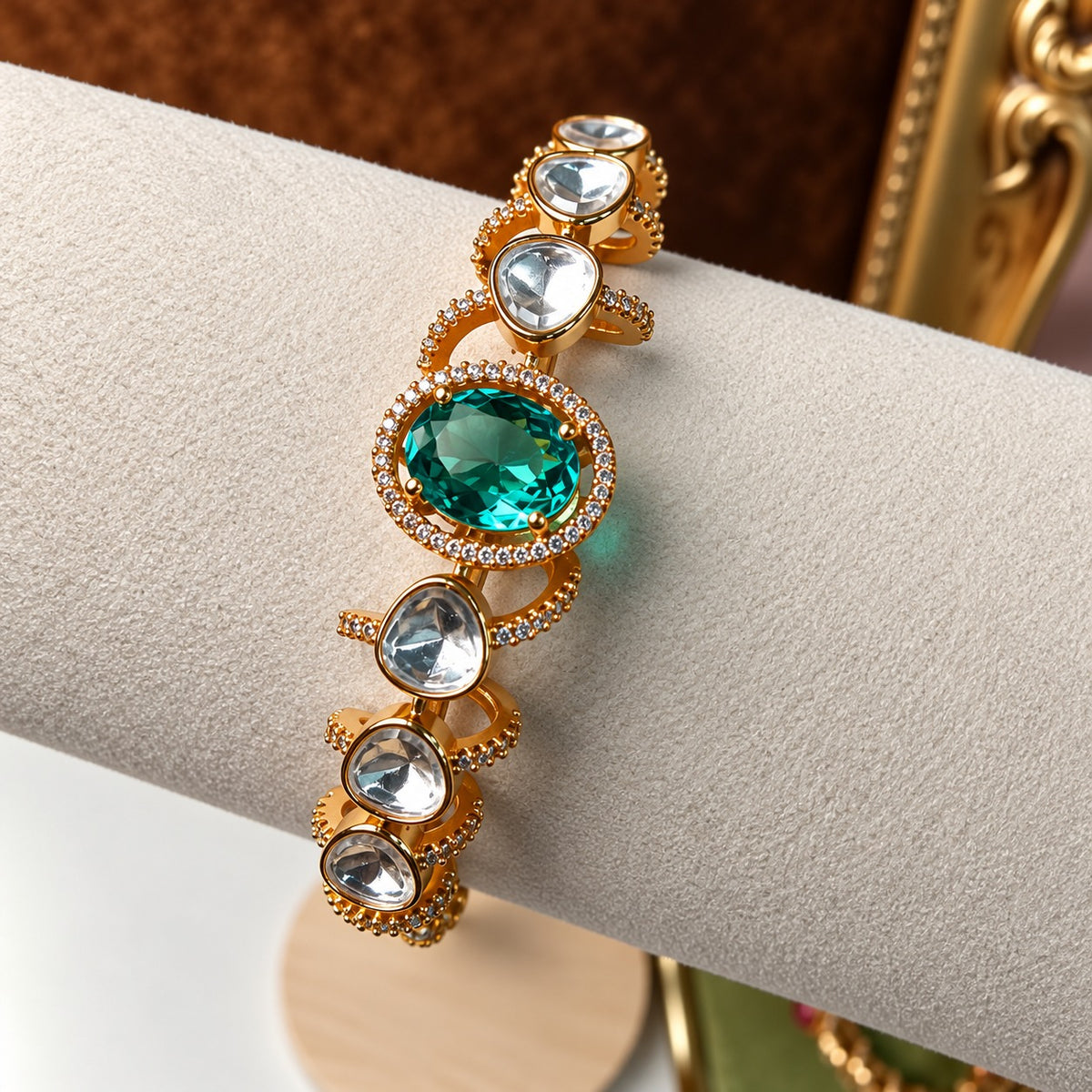 Zariya Moissanite Uncut Polki Indian Bracelet