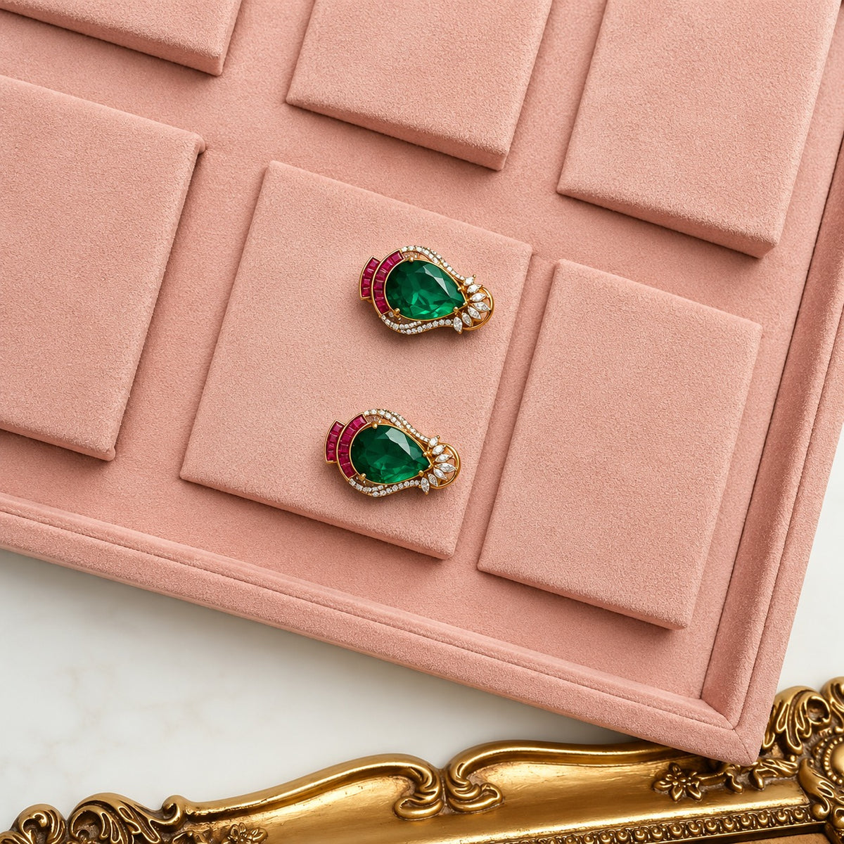 Elina Crystal Stud Earrings In Green