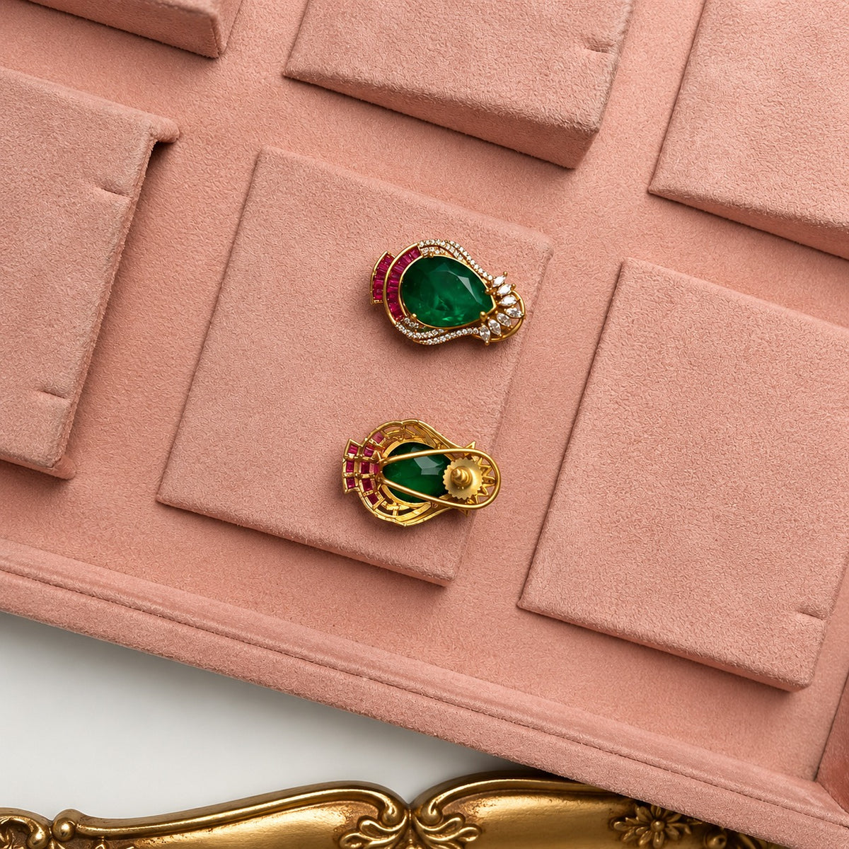 Elina Crystal Stud Earrings In Green