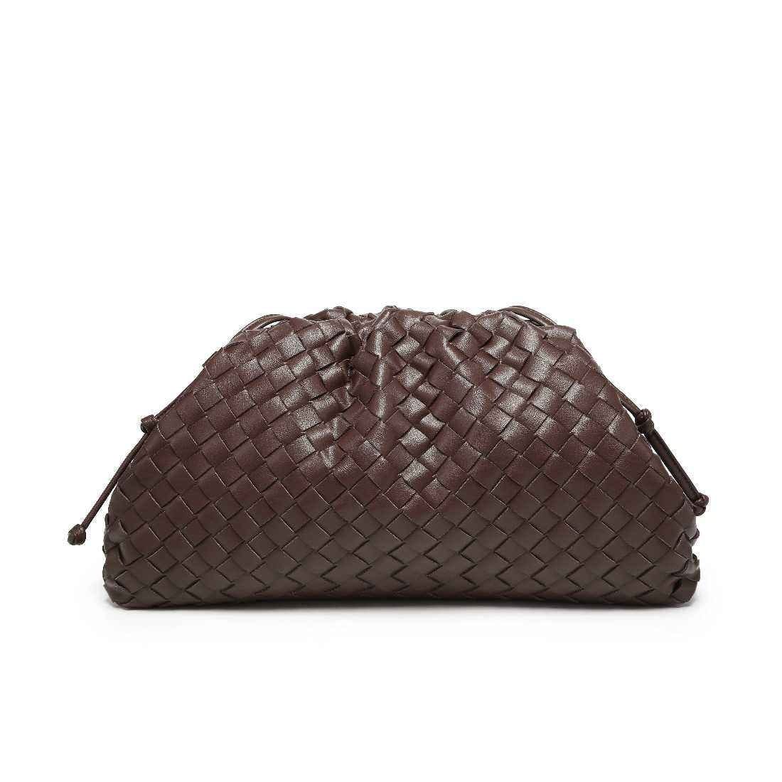 Virelle Woven Vegan Leather Cloud Bag (Brown)