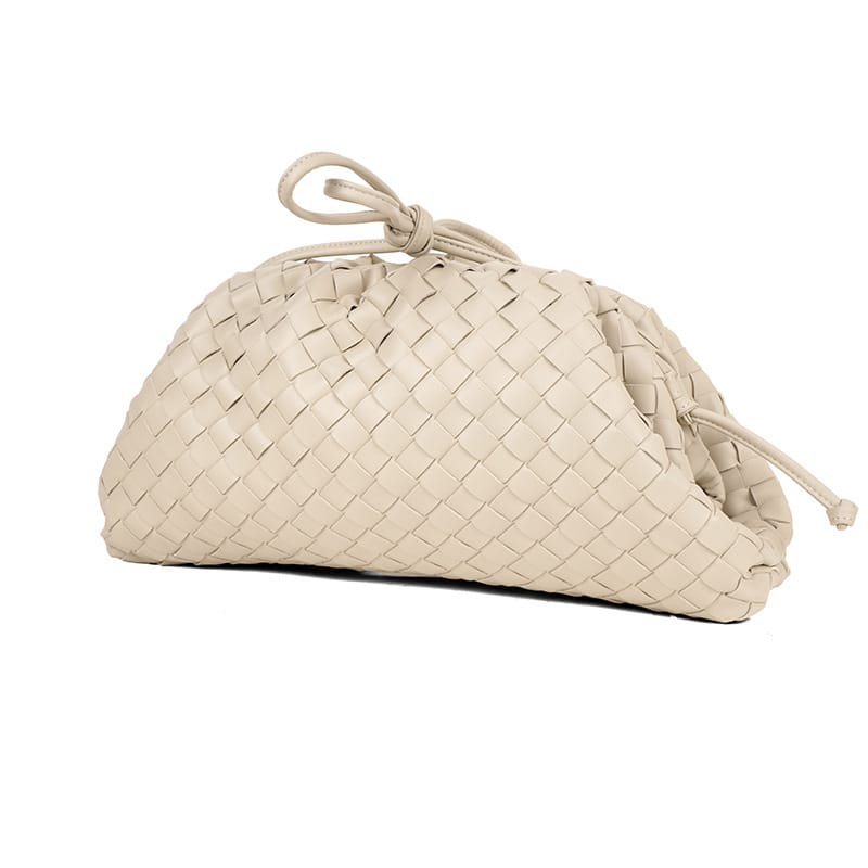 Virelle Woven Vegan Leather Cloud Bag (Sand)