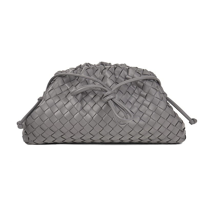 Virelle Woven Vegan Leather Cloud Bag (Grey)