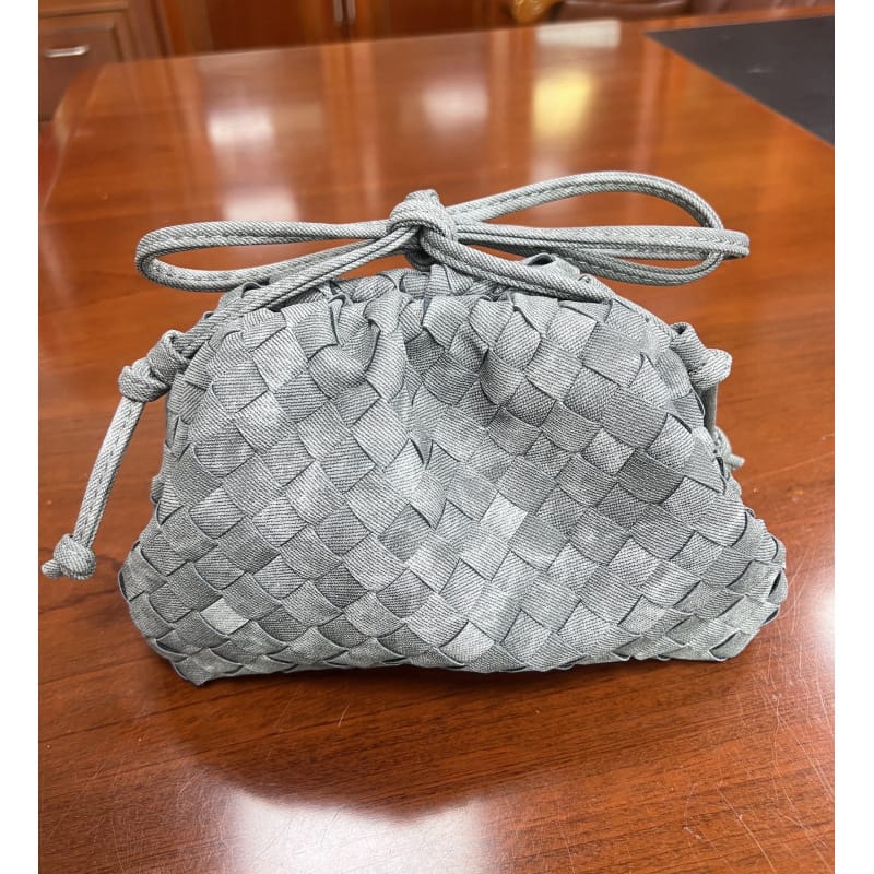 Elara Woven Vegan Leather Cloud Bag (Denim Black)