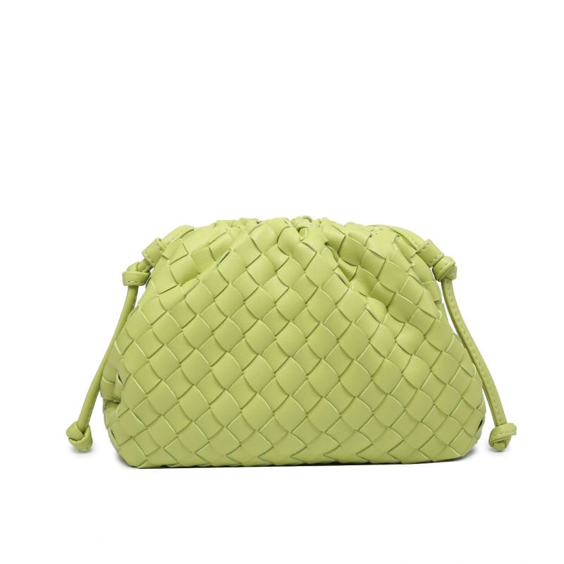 Elara Woven Vegan Leather Cloud Bag (Light Green)