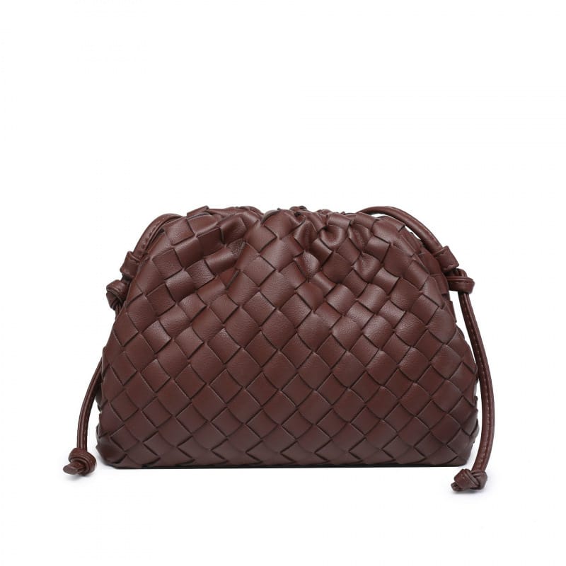 Elara Woven Vegan Leather Cloud Bag (Brown)