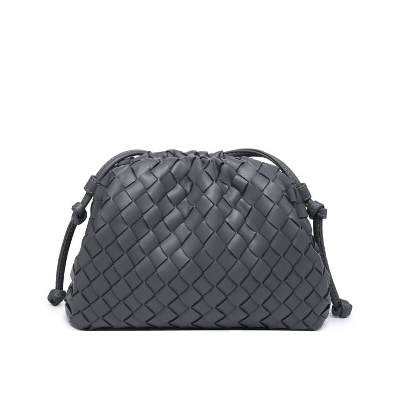Elara Woven Vegan Leather Cloud Bag (Grey)