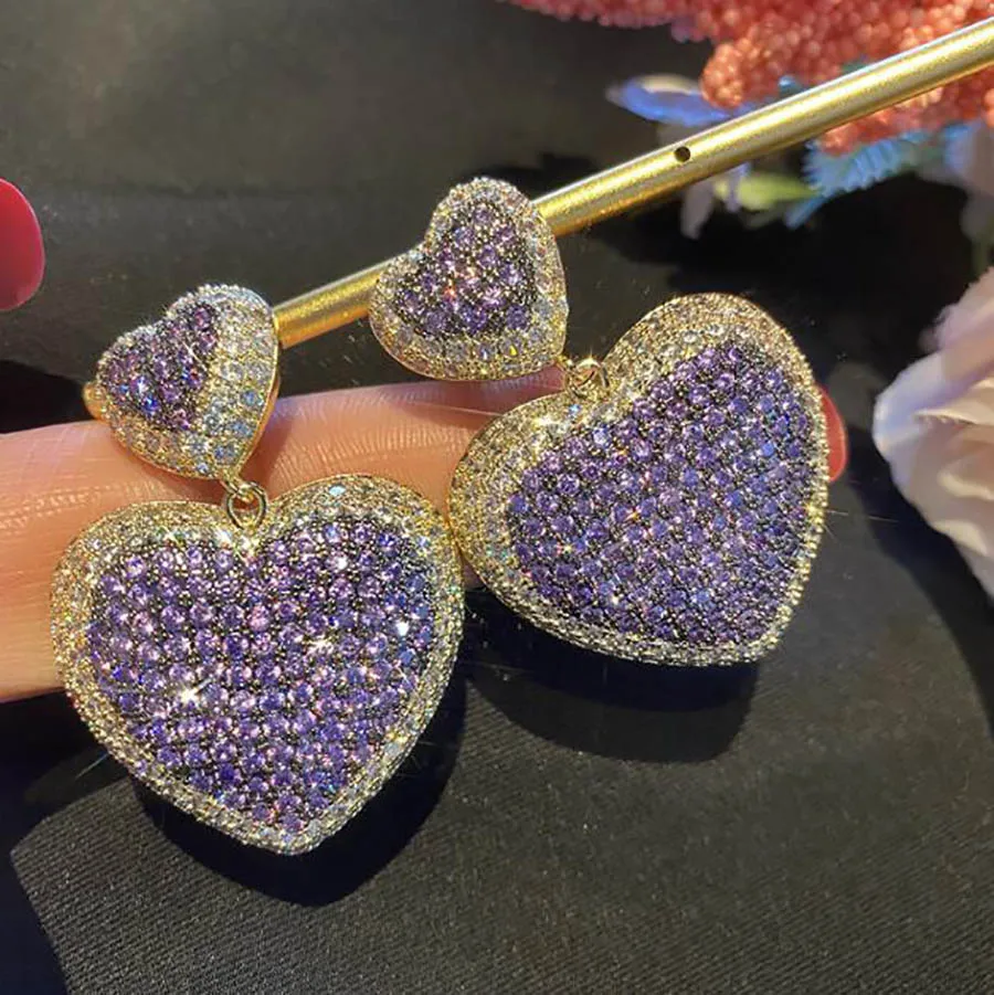 Amoura Double Heart Drop Earrings