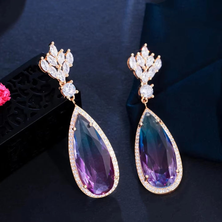 Aqualia Floral Halo Drop Earrings