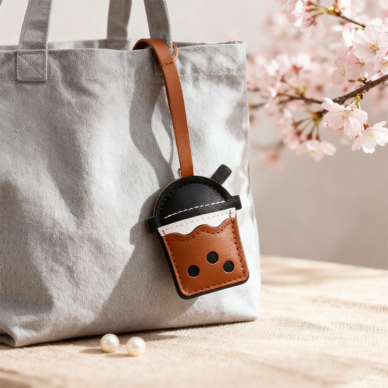 Boba Cup Leather Bag Charm