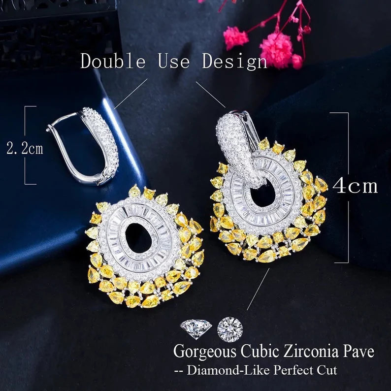 Floret Zirconia Yellow Earrings