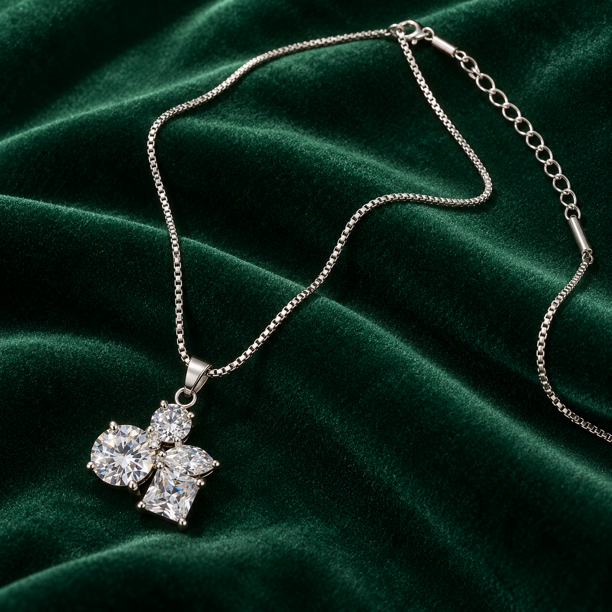 Lumielle Cluster Pendant Necklace in a silver-tone finish