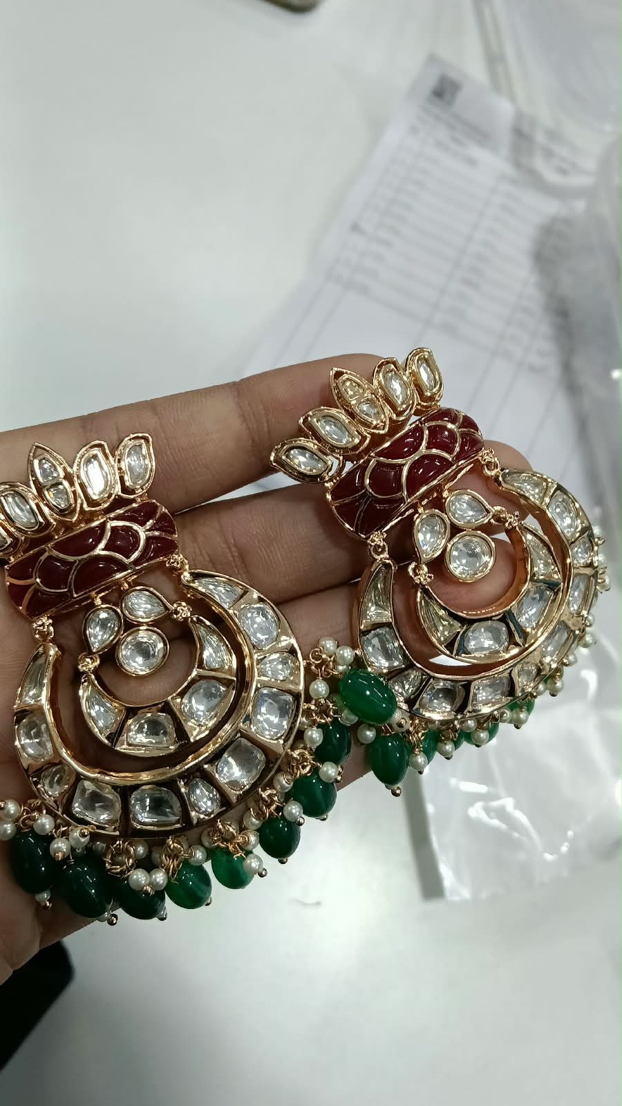 Meher Kundan Polki Chandbali Earrings