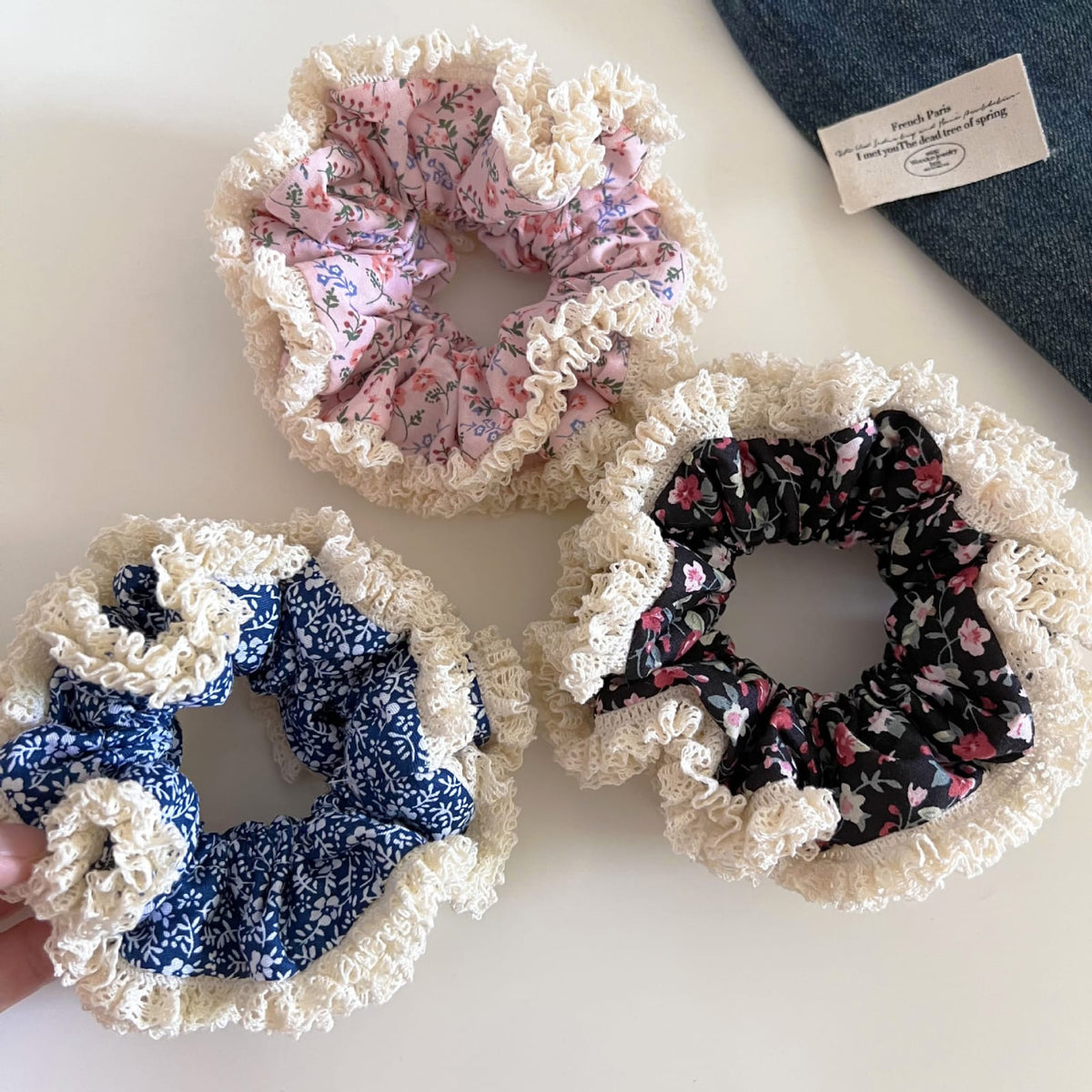 Melissa Lace Floral Scrunchie
