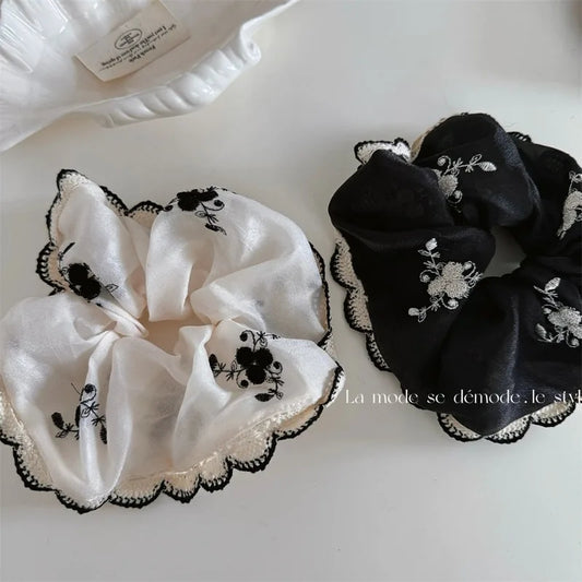 Ornate Embroidered Silk Scrunchie