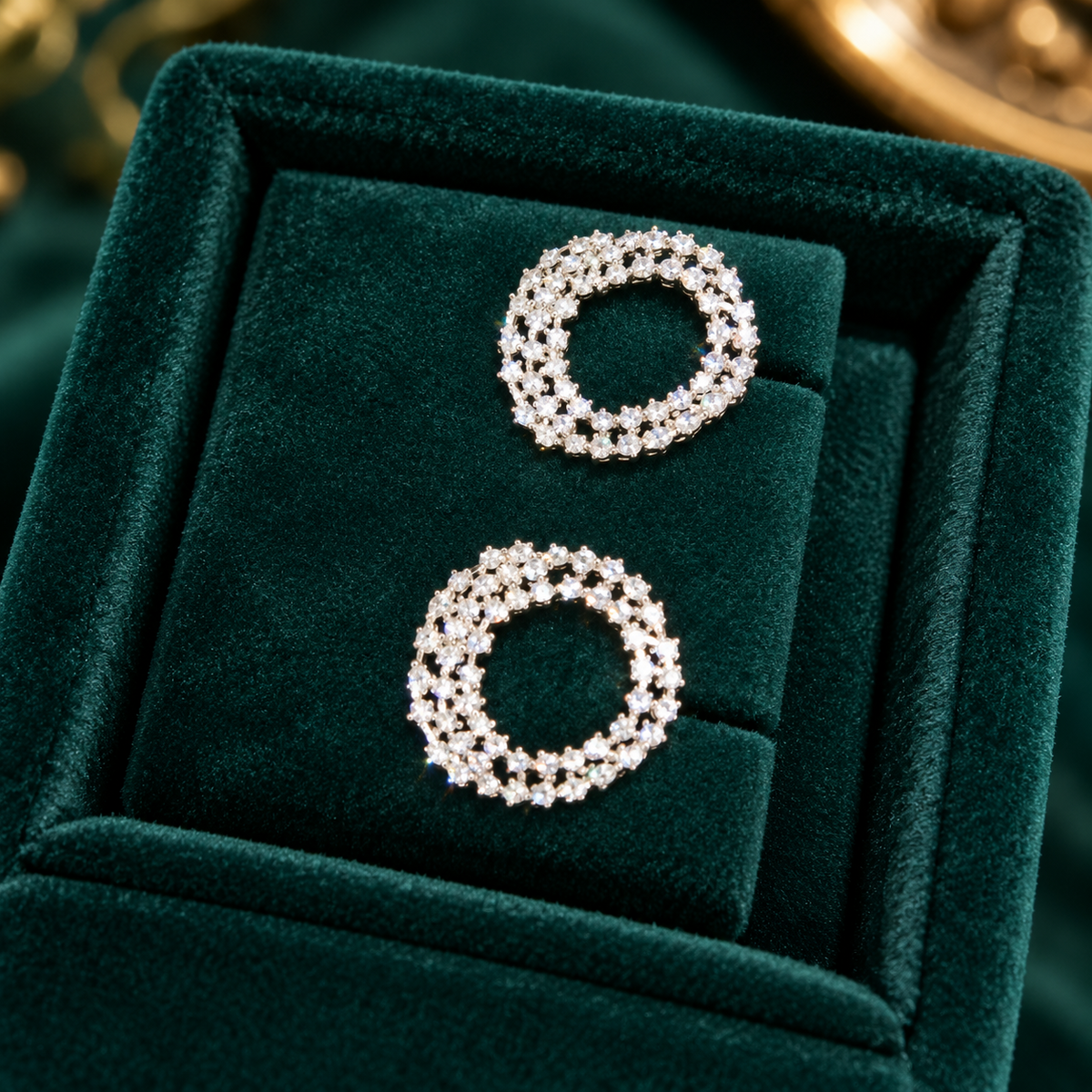 Orbella Circle Stud Earrings in a silver-tone finish