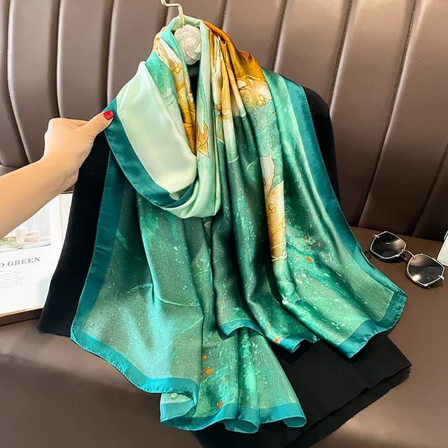 Aquamarine Meadow Silk Stole