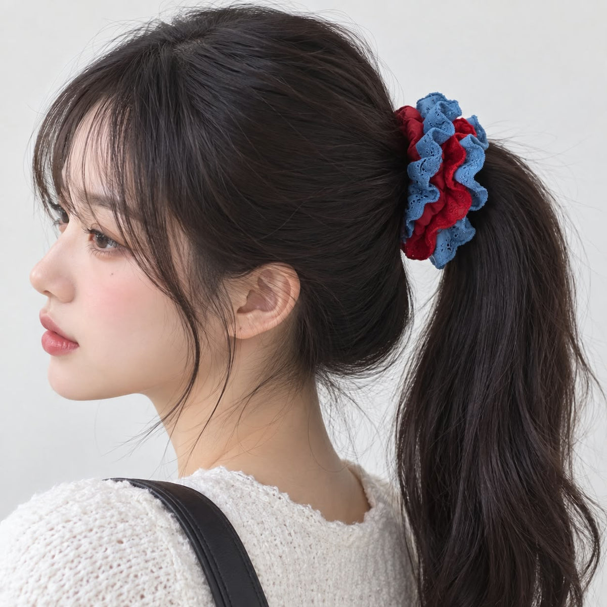 Rivelle Scrunchie styled in a ponytail