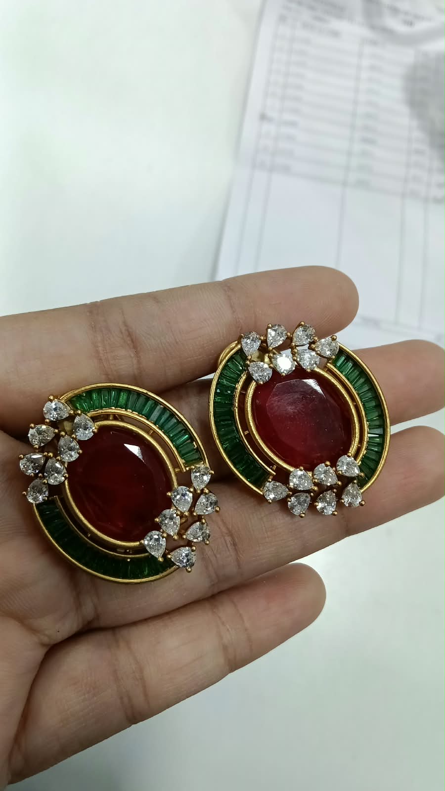 Riwaaz Diamond Stud Earrings in Ruby Red