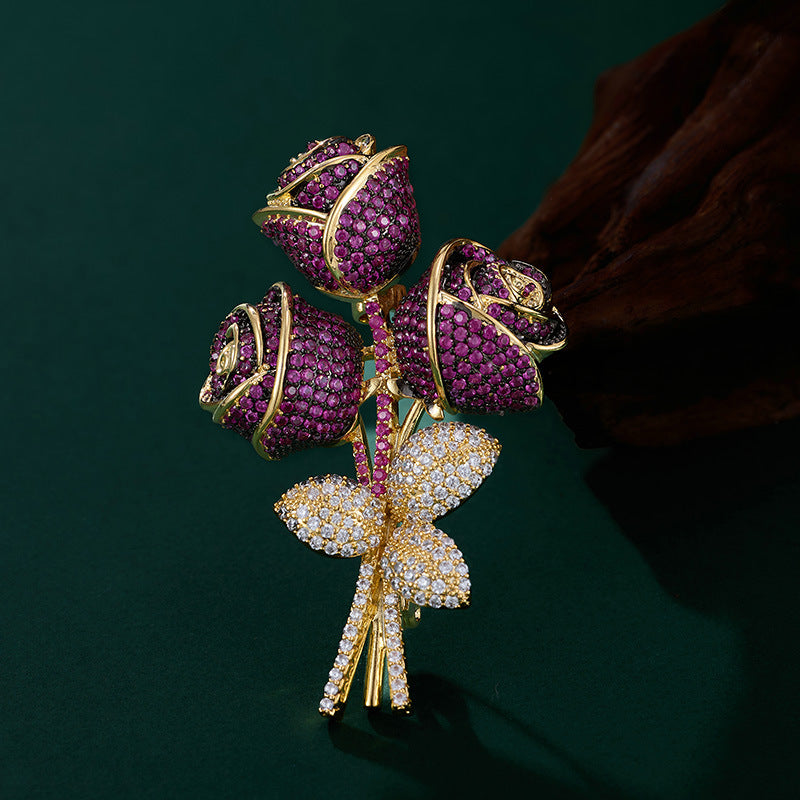 Trilune Zirconia Brooch